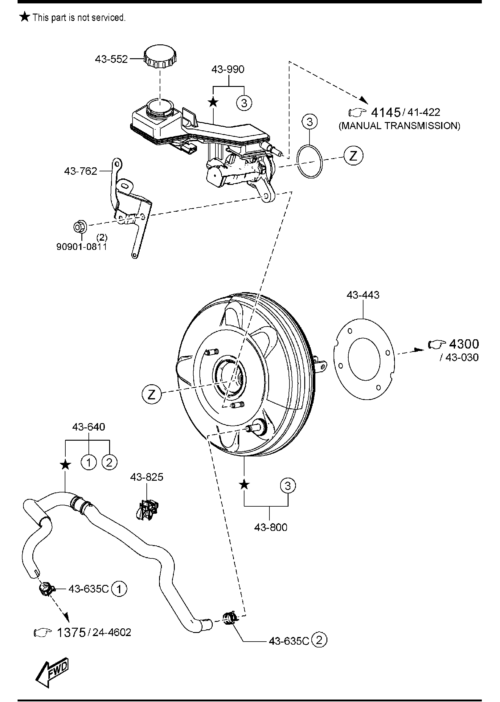 Diagram BRAKE MASTER CYLINDER & POWER BRAKE for your 2007 Mazda Mazda3  SEDAN ITR 