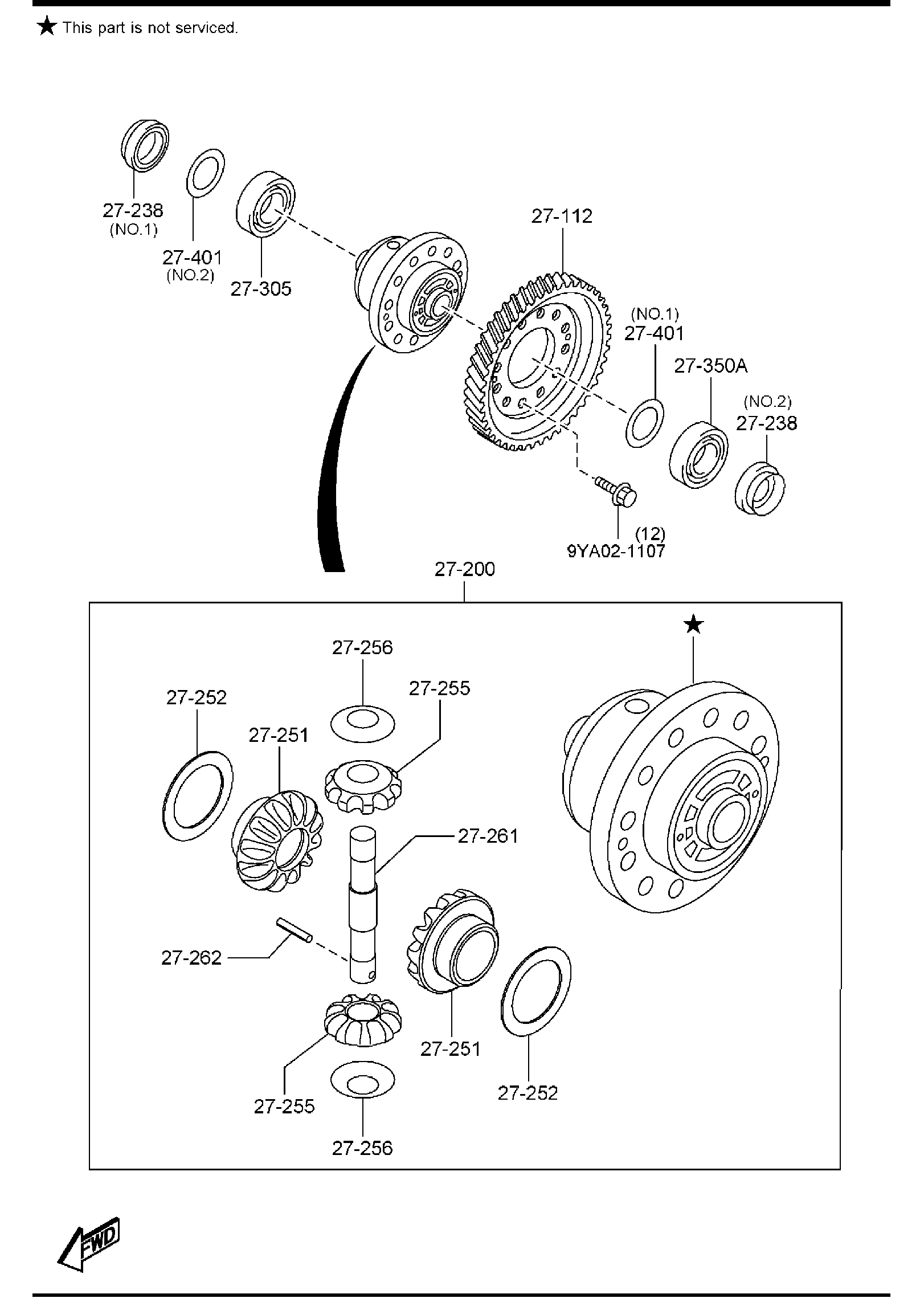 Diagram FRONT DIFFERENTIALS (2500CC)(AUTOMATIC TRANSMISSION)(2WD) for your 2014 Mazda Mazda3  SEDAN I (VIN Begins: JM1) 