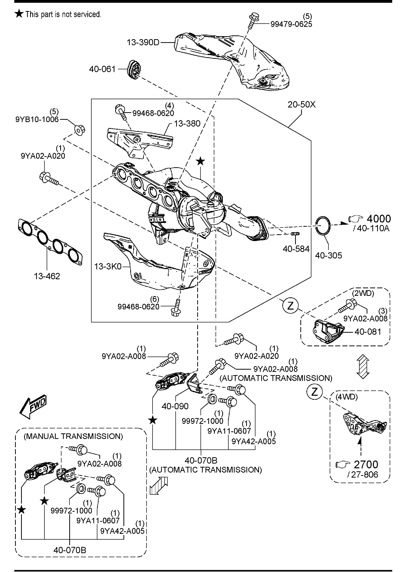 Diagram EXHAUST MANIFOLD (2500CC)(W/CYLINDER DEACTIVATION) for your 2017 Mazda CX-5   