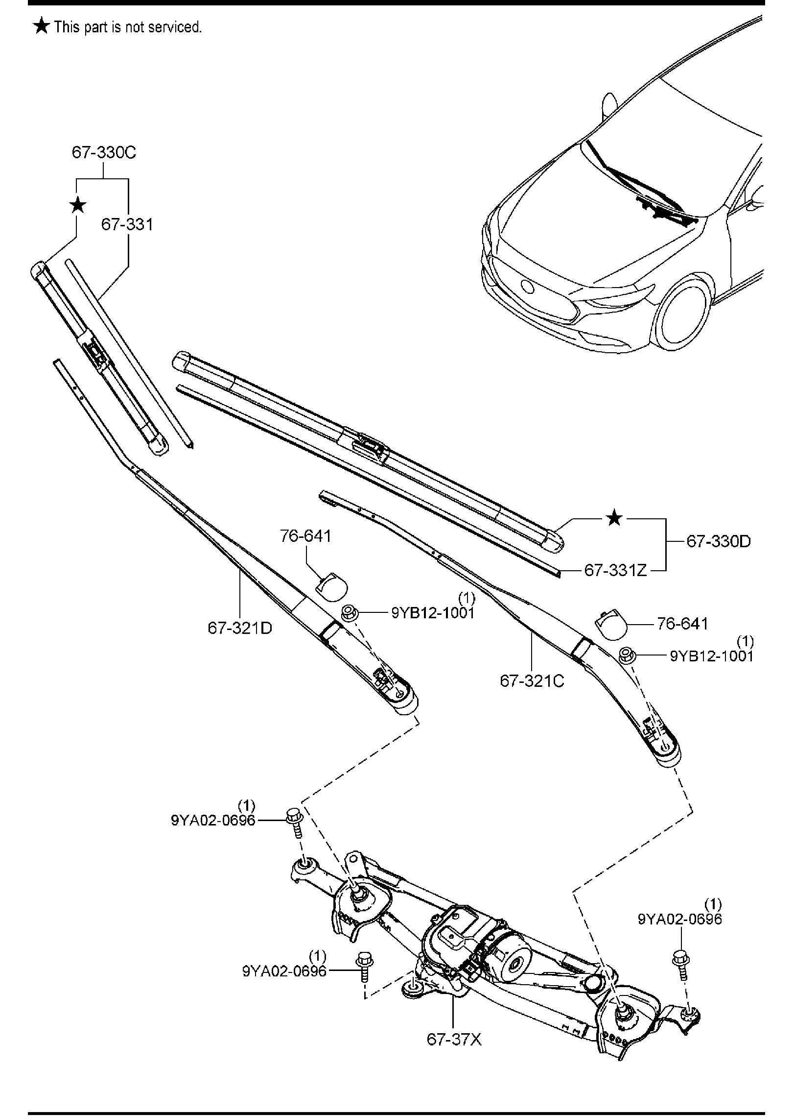 Diagram WINDSHIELD WIPERS for your 2015 Mazda Mazda3 2.0L MT 2WD SEDAN I SV 