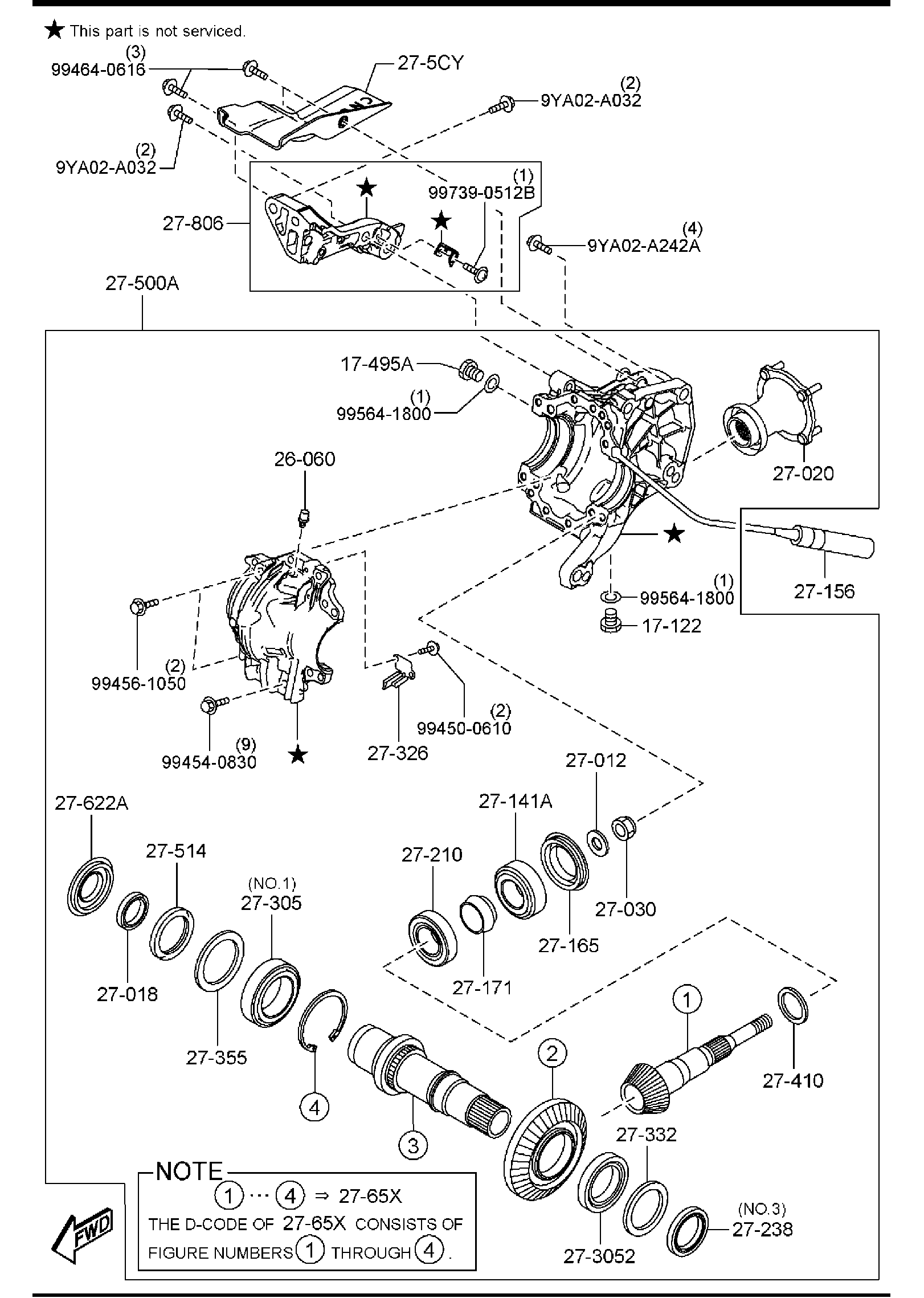 Diagram FRONT DIFFERENTIALS (2500CC)(AUTOMATIC TRANSMISSION)(4WD) for your 2012 Mazda Mazda5 2.5L MT 2WD SPORT WAGON 