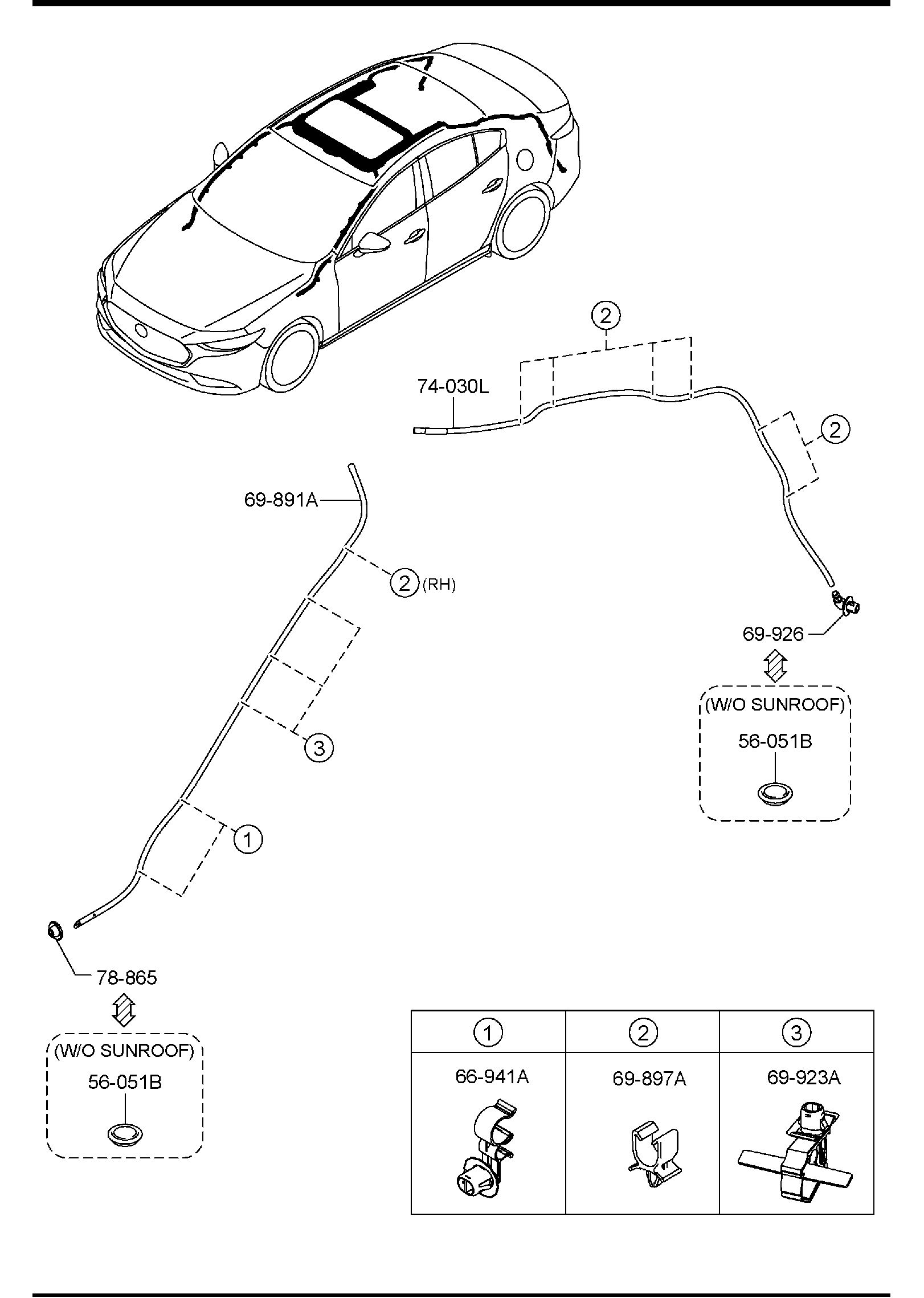Diagram SUNROOF (4-DOOR) for your Mazda