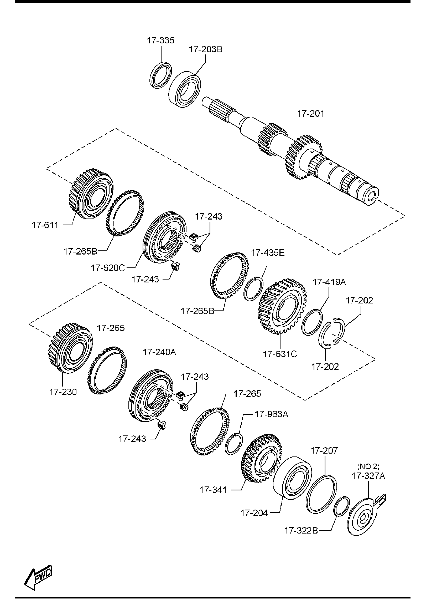 Diagram MANUAL TRANSMISSION GEARS for your Mazda