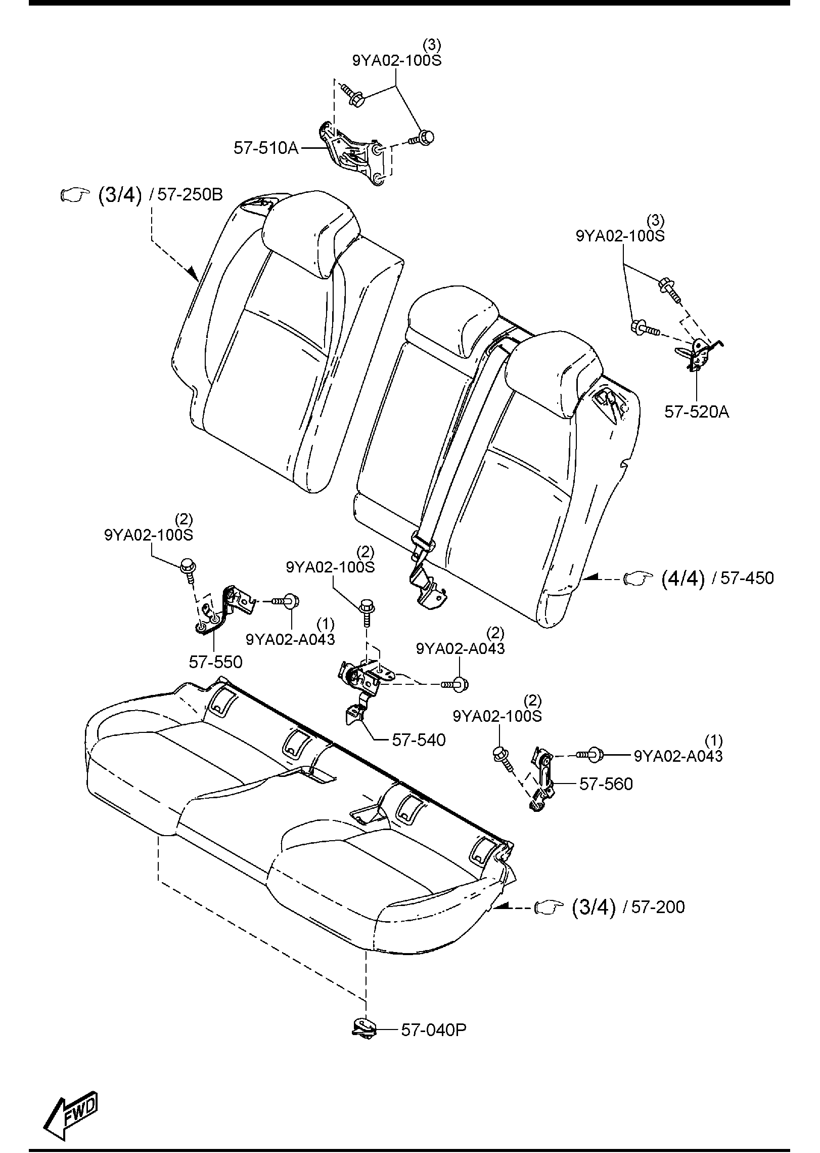 Full size assembly image of REAR SEATS (5-DOOR) (1/4)