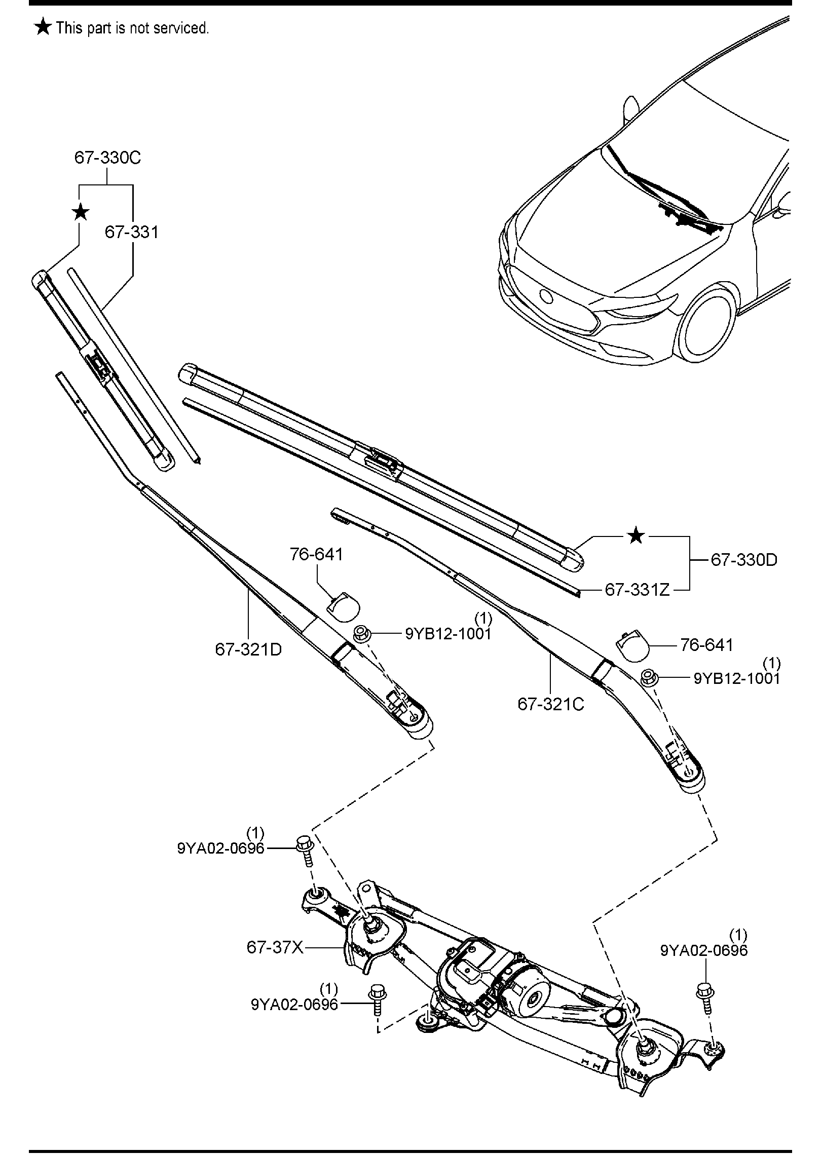 Diagram WINDSHIELD WIPERS for your 2015 Mazda Mazda3 2.0L MT 2WD SEDAN I SV 