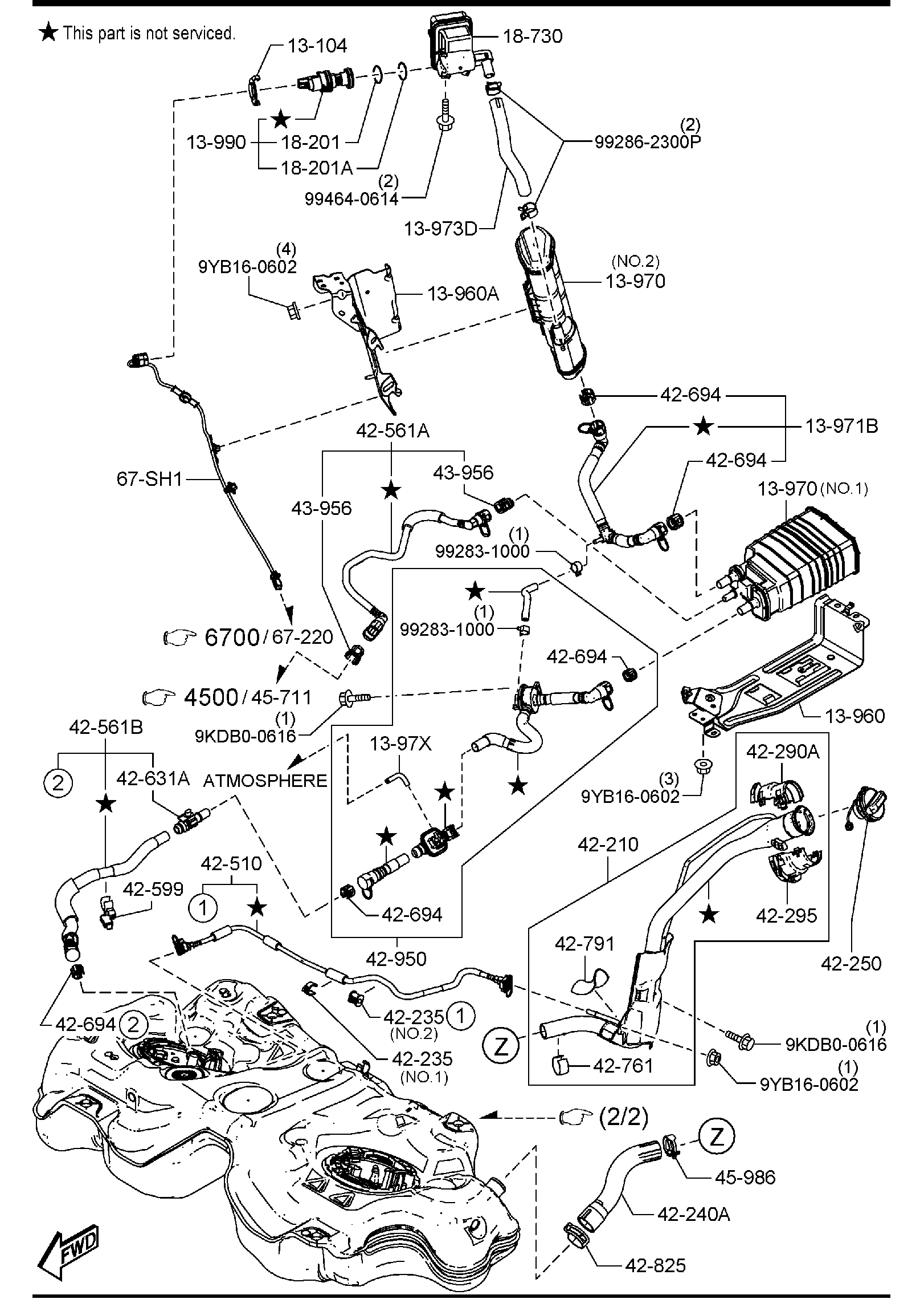 Diagram FUEL TANK (U.S.A. & CANADA)(4WD) for your 2025 Mazda CX-30   