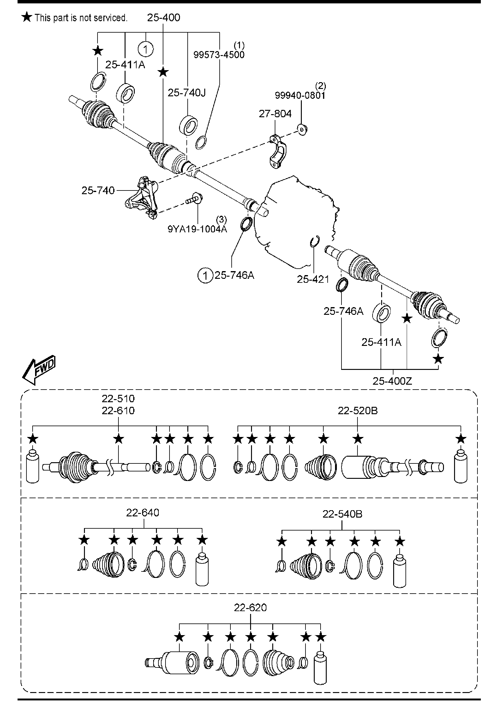 Diagram FRONT DRIVE SHAFTS (2500CC)(MANUAL TRANSMISSION) for your 2016 Mazda Mazda3 2.0L MT 2WD HATCHBACK I (VIN Begins: JM1) 