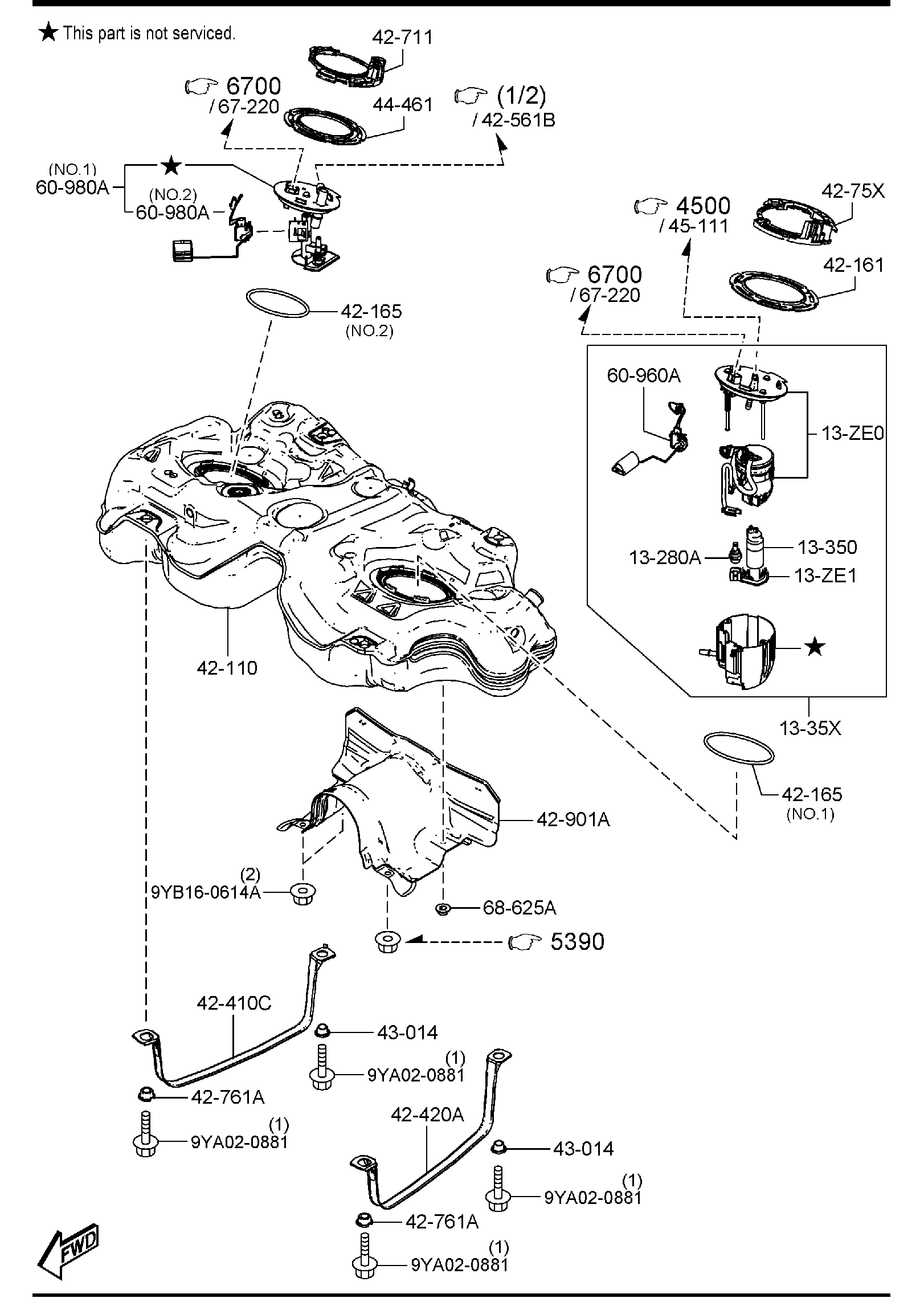 Diagram FUEL TANK (U.S.A. & CANADA)(4WD) for your 2025 Mazda CX-30   