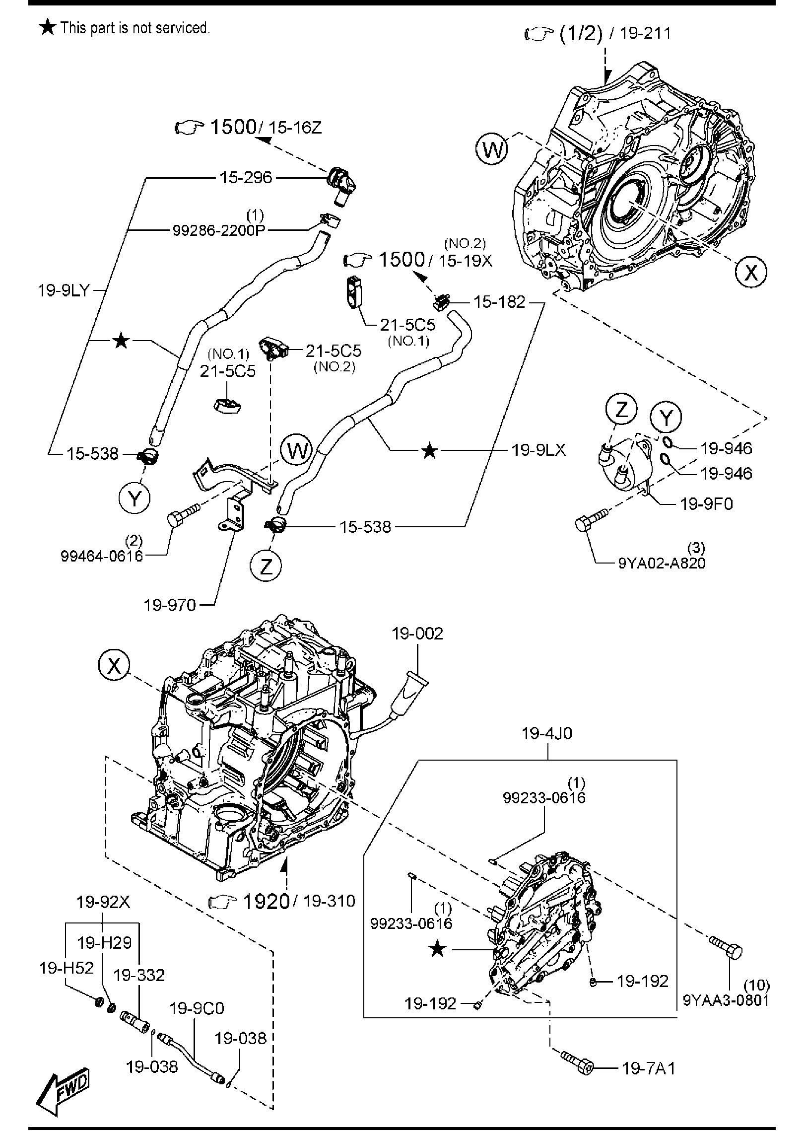 Diagram AUTOMATIC TRANSMISSION TORQUE CONVERTER, OIL PUMP & PIPINGS for your Mazda Mazda3  