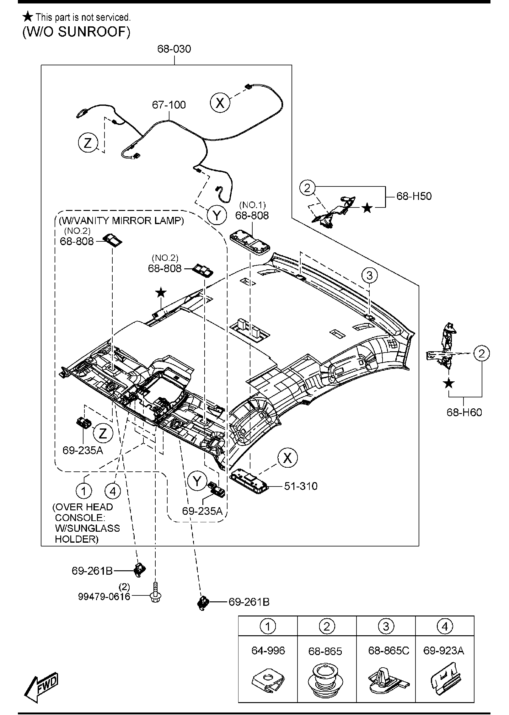 Diagram CEILING TRIMS (4-DOOR) for your 2011 Mazda RX-8   