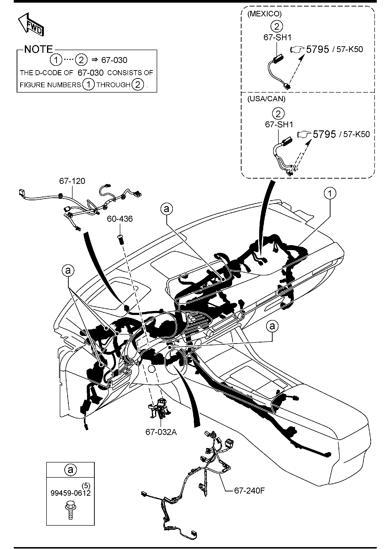 Diagram DASHBOARD WIRING HARNESSES for your Mazda