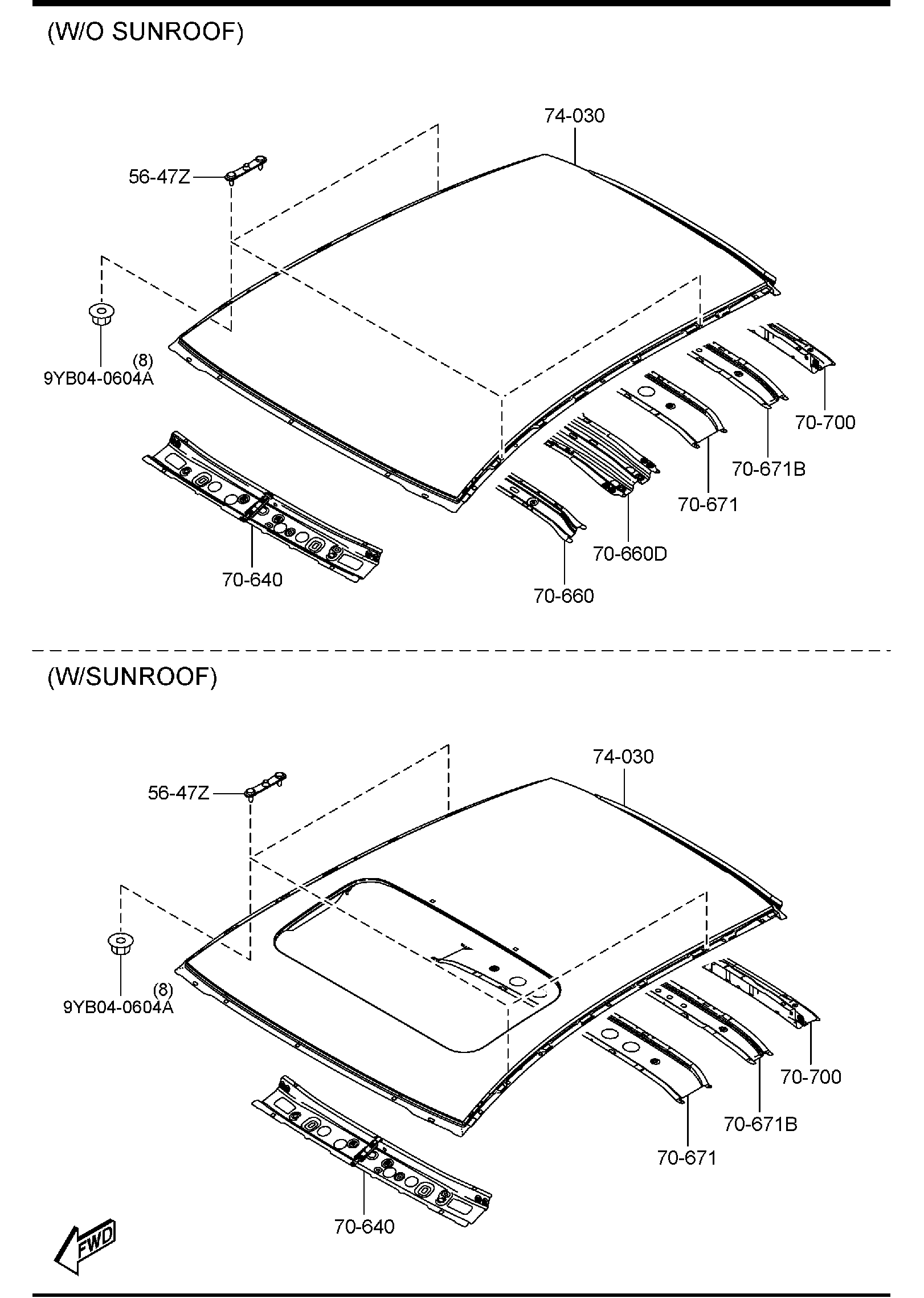 Full size assembly image of ROOF PANELS (5-DOOR) (1/1)