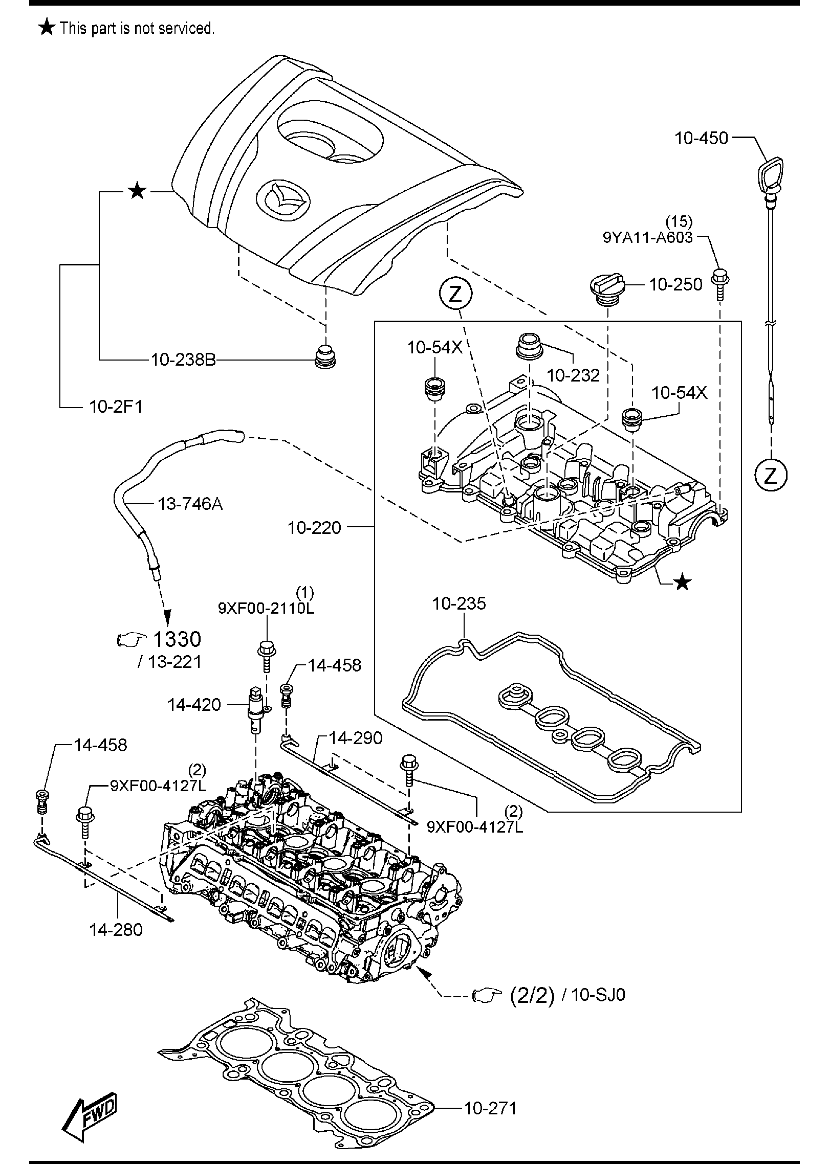 Diagram CYLINDER HEAD & COVER (2000CC) for your 2018 Mazda Mazda3  HATCHBACK SP (VIN Begins: JM1) 