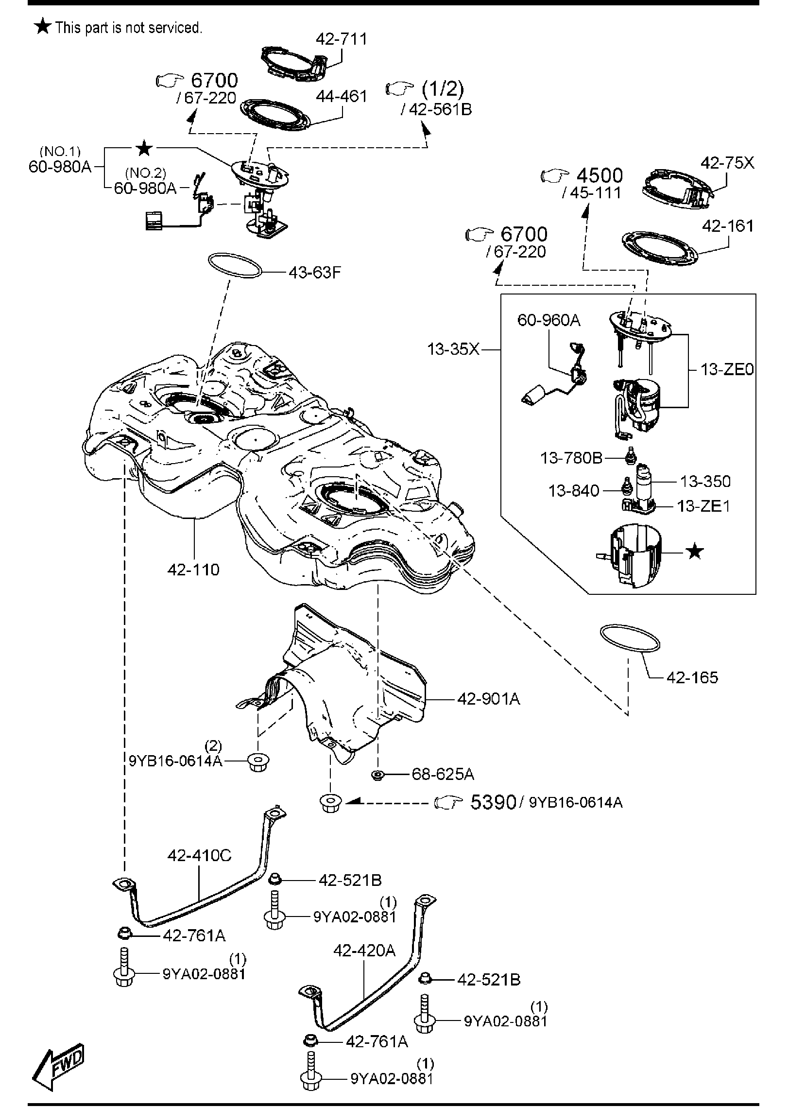 Diagram FUEL TANK (MEXICO)(4WD) for your 2010 Mazda Mazda3  HATCHBACK SPEED3 