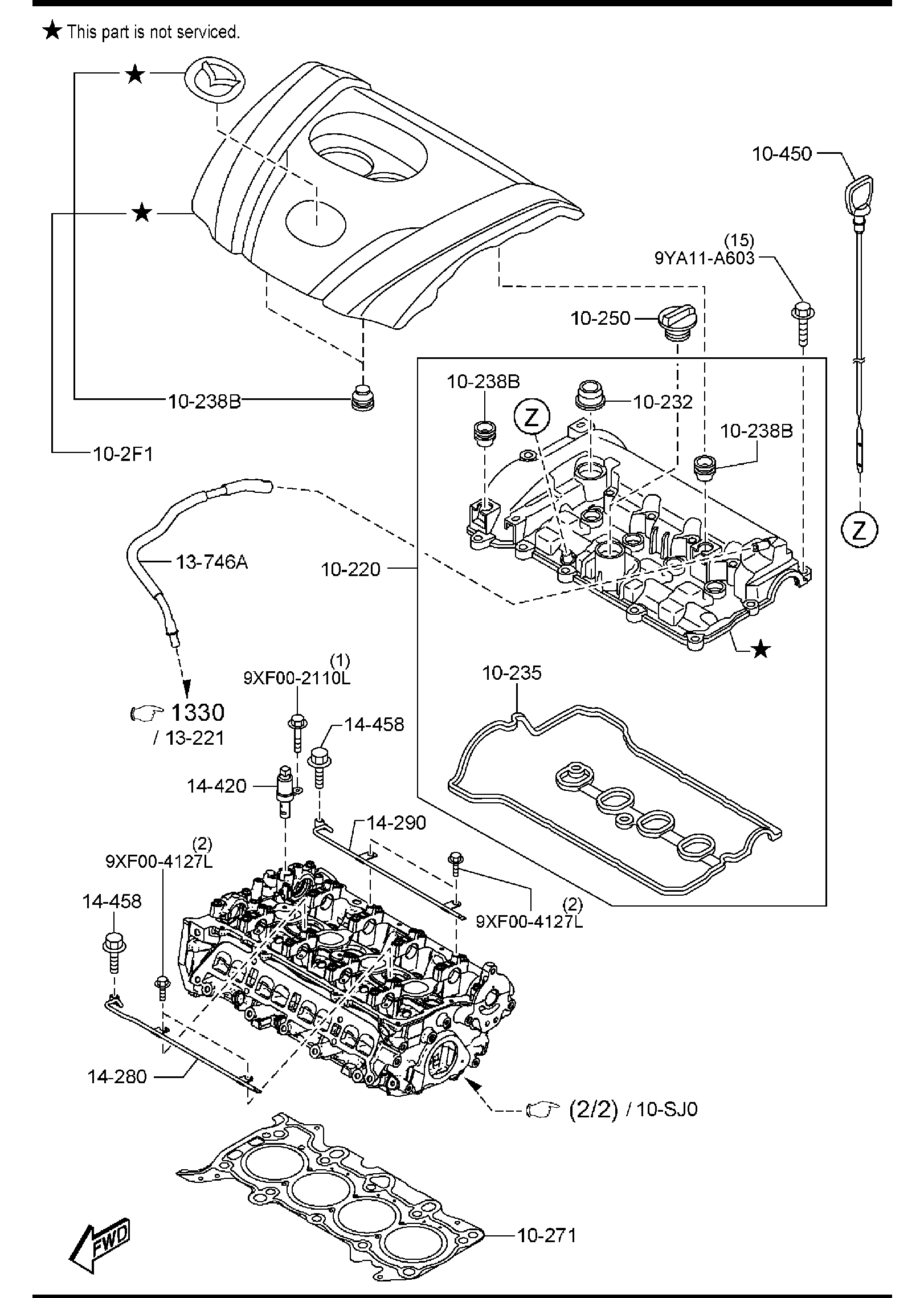 Diagram CYLINDER HEAD & COVER (2000CC) for your 2003 Mazda Protege   