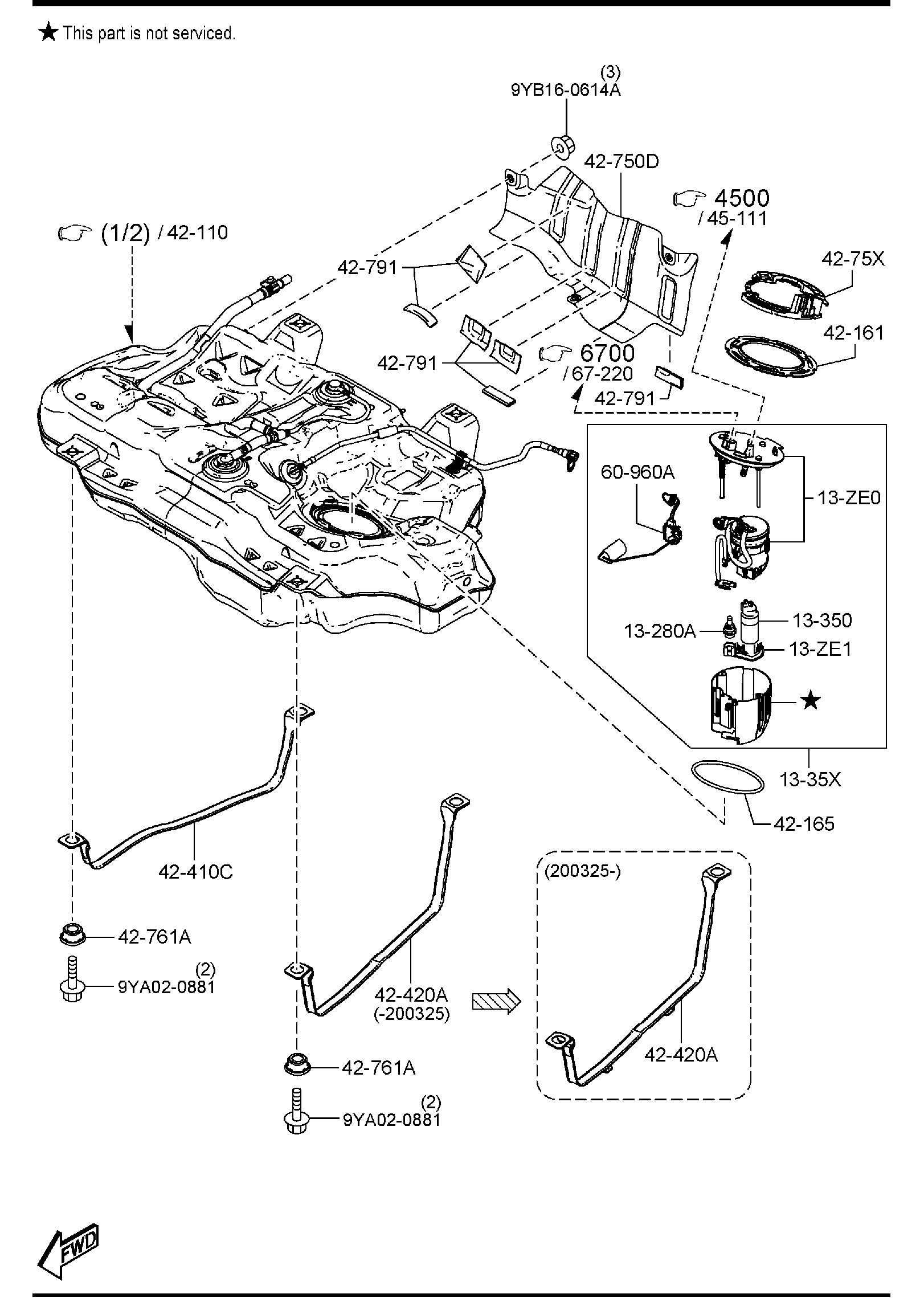 Diagram FUEL TANK (U.S.A. & CANADA)(2WD) for your 2023 Mazda CX-30   