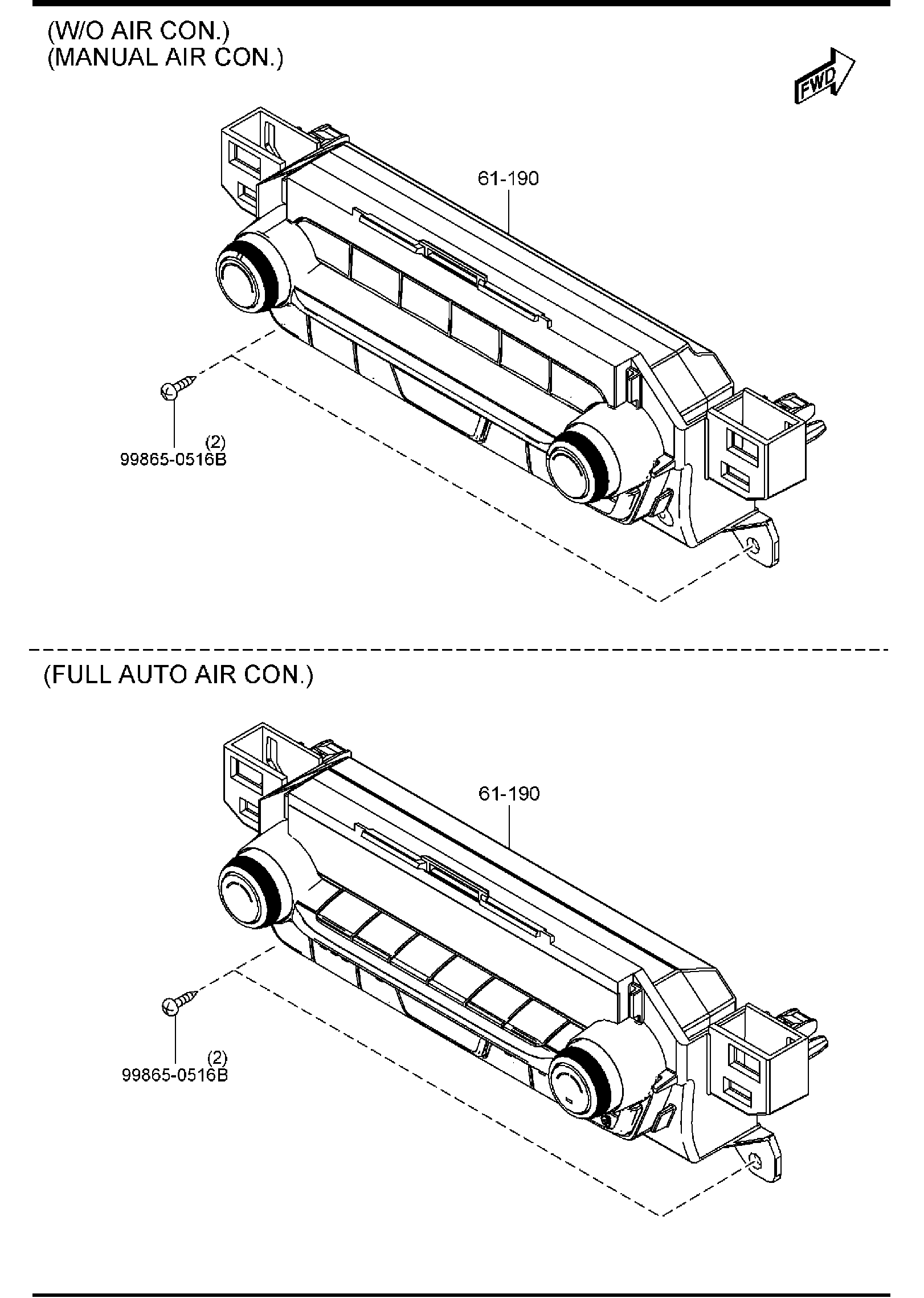Diagram HEATER CONTROLS for your 1993 Mazda 323 1.8L MT SEDAN DX 