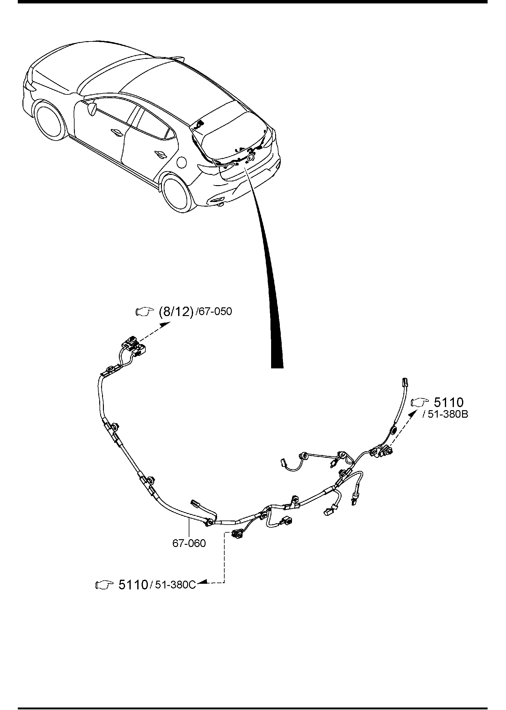 Diagram FRONT & REAR WIRING HARNESSES (U.S.A & CANADA)(5-DOOR) for your 2021 Mazda Mazda3   