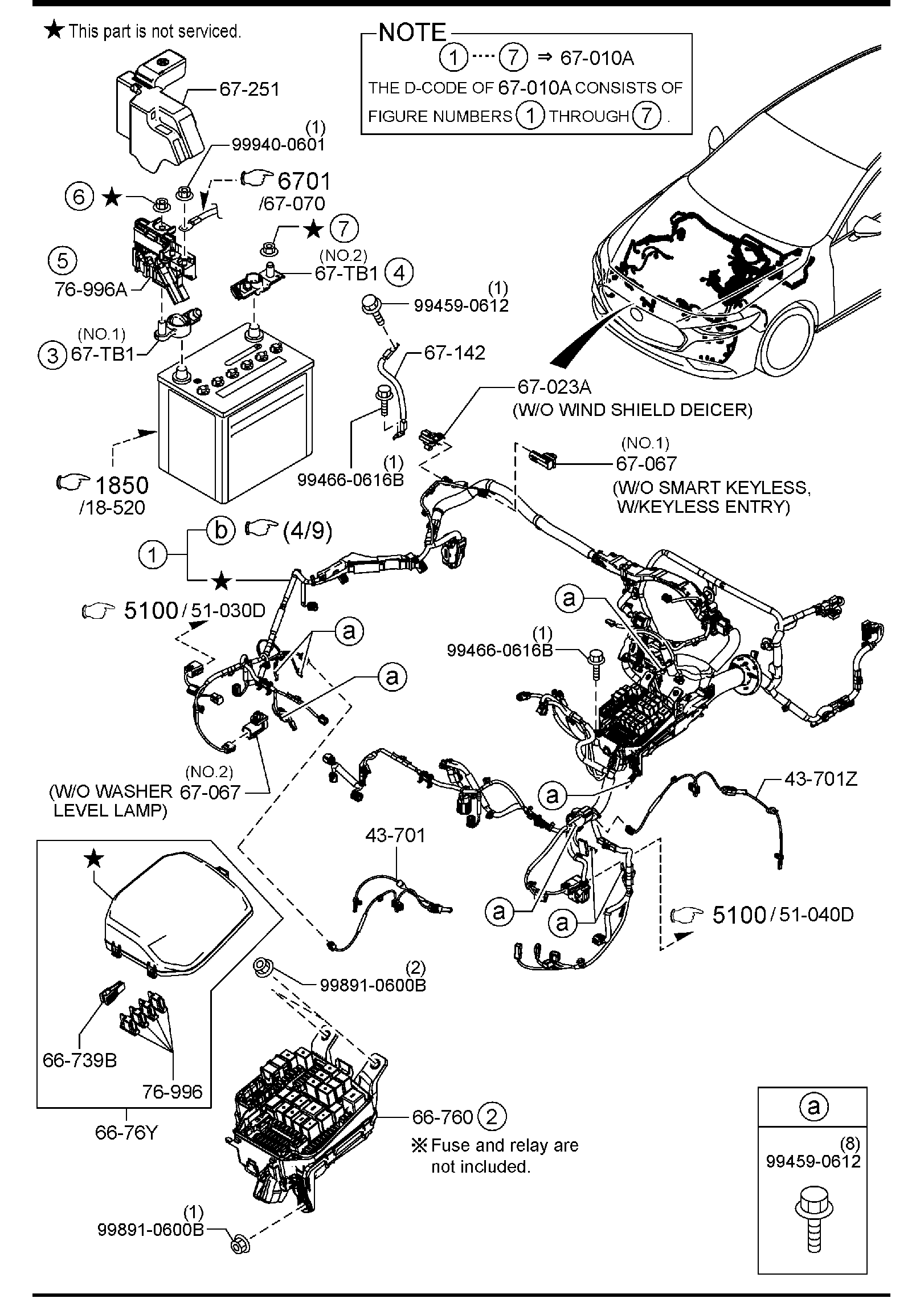 Diagram FRONT & REAR WIRING HARNESSES (U.S.A & CANADA)(4-DOOR) for your 2020 Mazda Mazda3  SEDAN BASE (VIN Begins: JM1) 