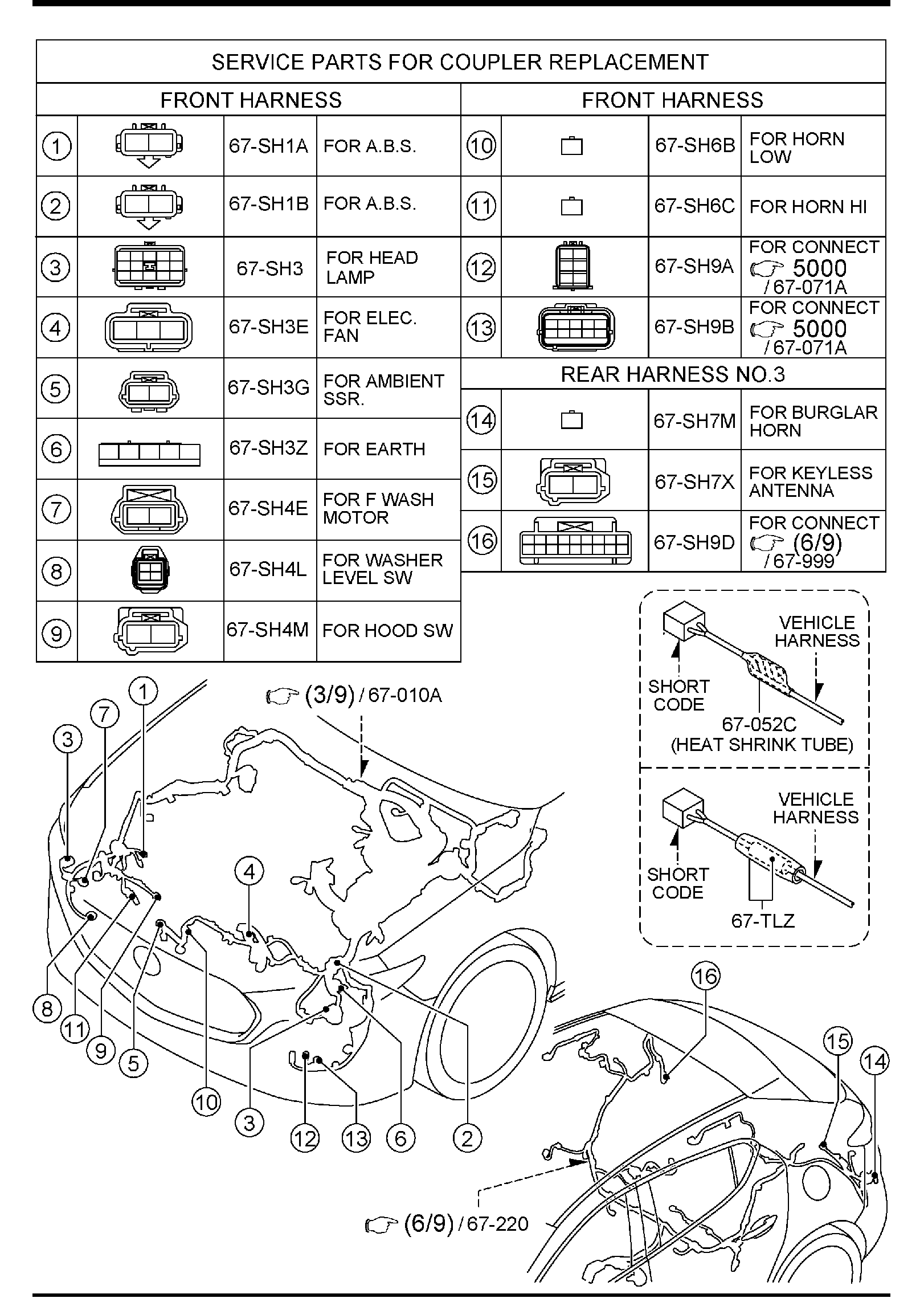 Diagram FRONT & REAR WIRING HARNESSES (MEXICO)(5-DOOR) for your 2008 Mazda Mazda3   