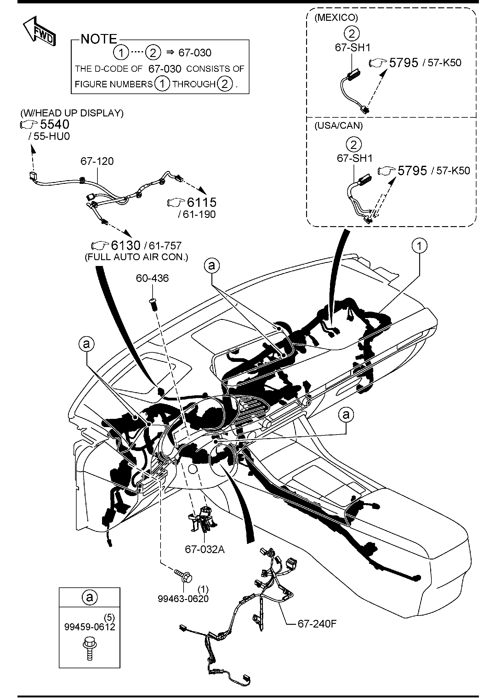 Diagram DASHBOARD WIRING HARNESSES for your Mazda
