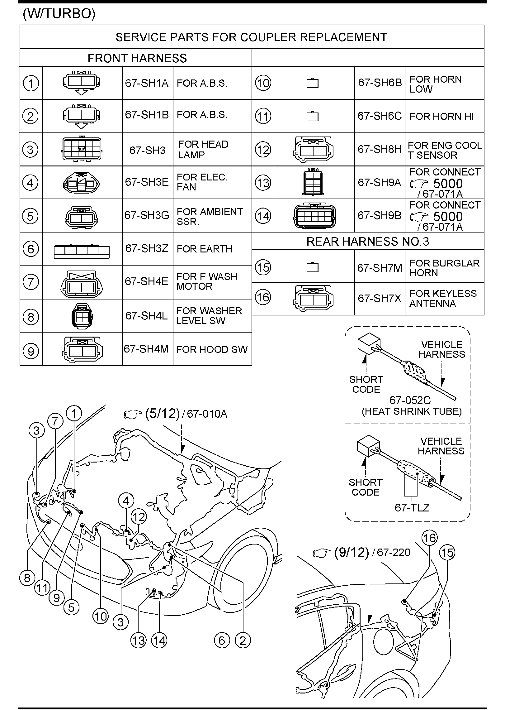 Diagram FRONT & REAR WIRING HARNESSES (MEXICO) for your 2013 Mazda Mazda3   