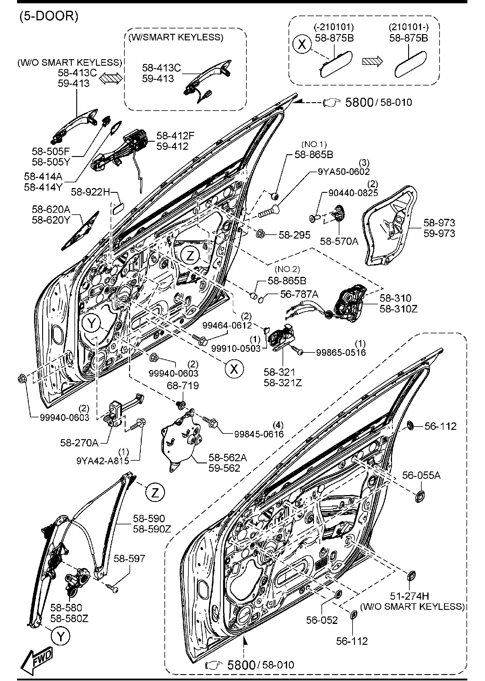 Diagram FRONT DOOR MECHANISMS for your 2008 Mazda Mazda3   
