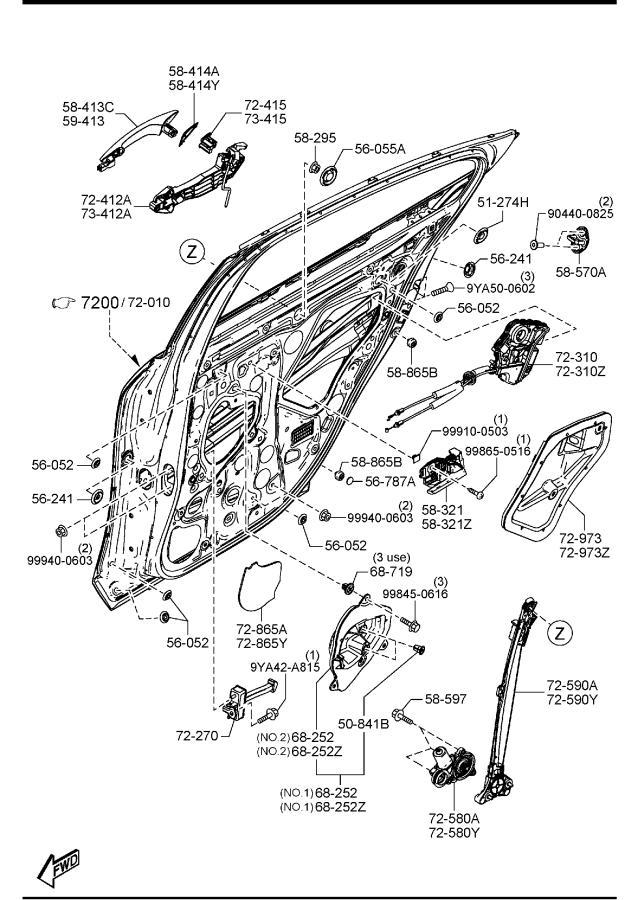 Full size assembly image of REAR DOOR MECHANISMS (1/1)