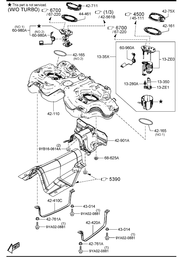 Diagram FUEL TANK (4WD) for your 2005 Mazda B4000   