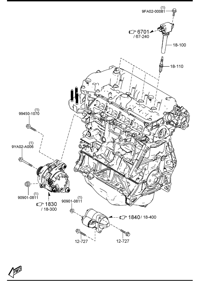 Full size assembly image of ENGINE ELECTRICAL SYSTEM (W/O TURBO) (1/1)