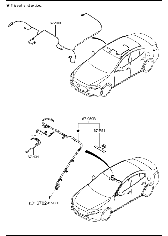 Diagram FRONT & REAR WIRING HARNESSES for your 2021 Mazda Mazda3  SEDAN S (VIN Begins: 3MZ) 