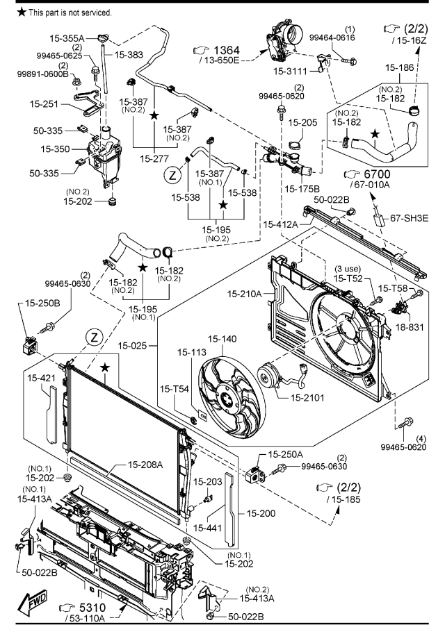 Diagram COOLING SYSTEM (2000CC) for your 2012 Mazda Mazda3   