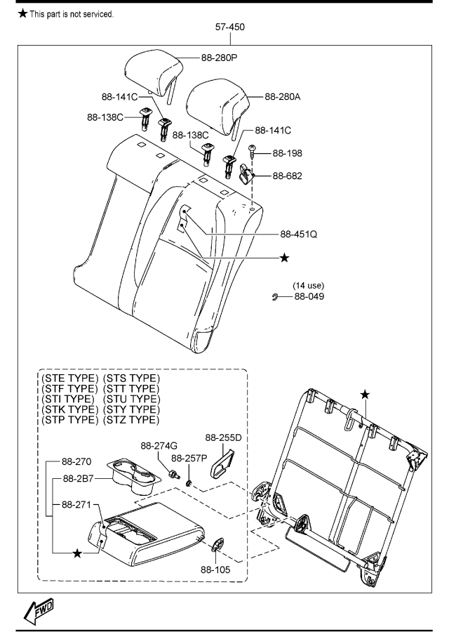 Diagram REAR SEATS for your 2018 Mazda CX-3  Sport 