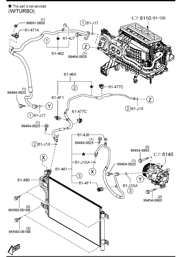 Diagram AIR CONDITIONER for your 2019 Mazda Mazda3  SEDAN SELECT 