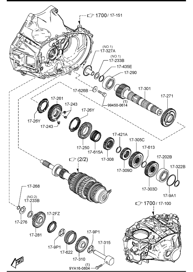 Diagram MANUAL TRANSMISSION GEARS for your Mazda
