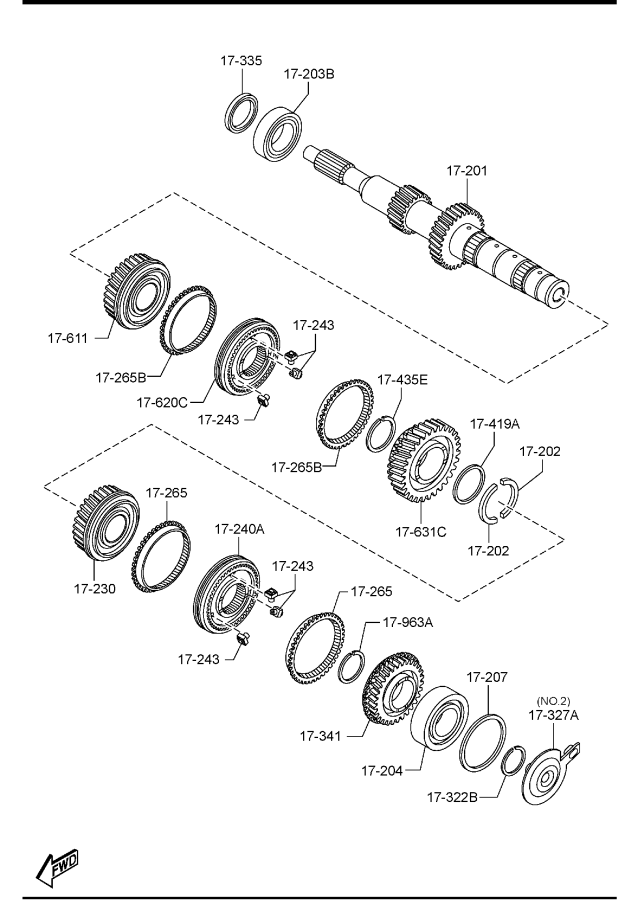 Diagram MANUAL TRANSMISSION GEARS for your Mazda