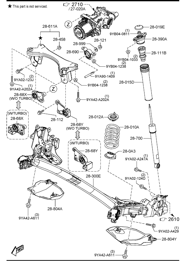 Diagram REAR SUSPENSION MECHANISMS (4WD) for your 2017 Mazda CX-5   