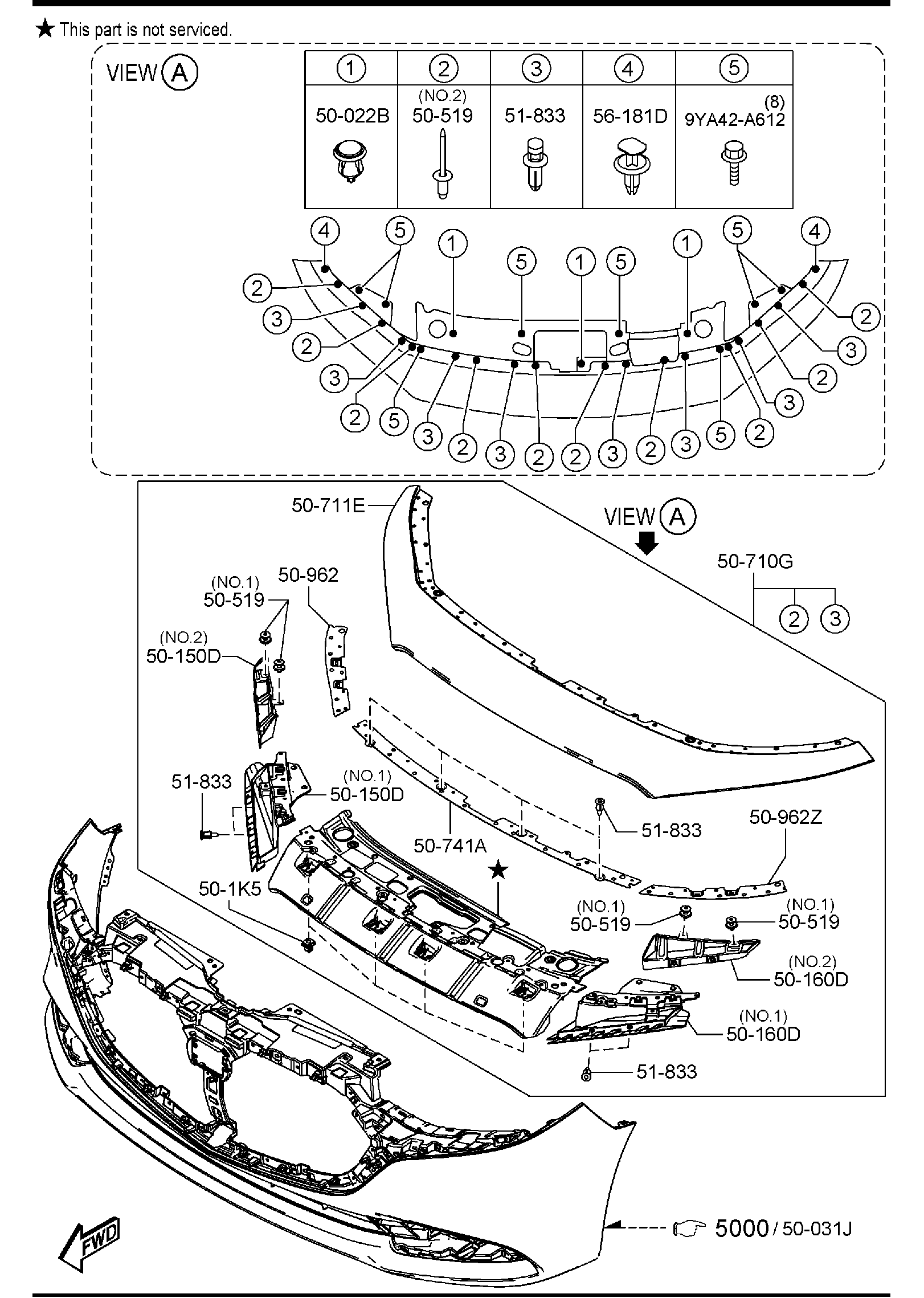 Diagram RADIATOR GRILLE (4-DOOR)(BPB** 700001-) for your Mazda