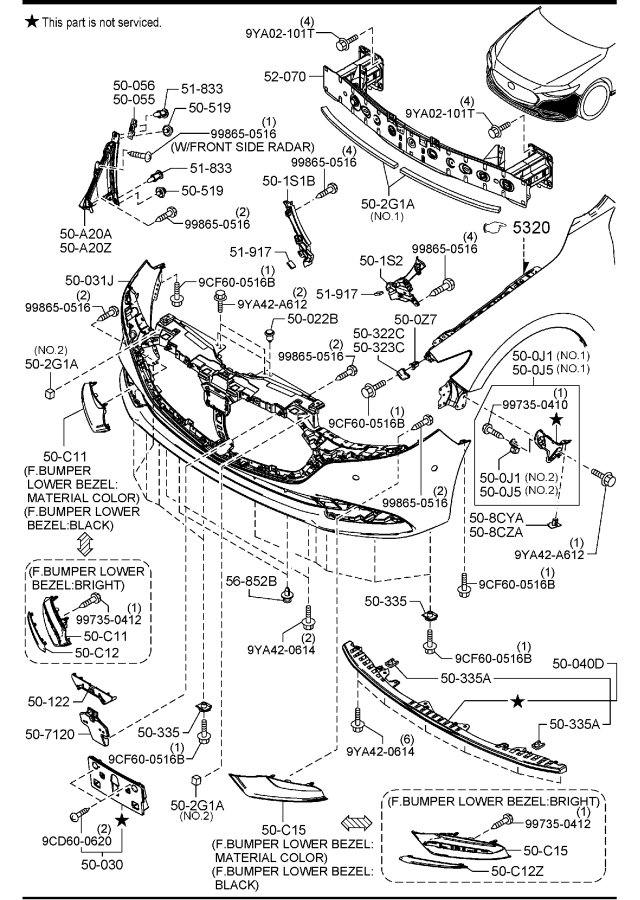 Diagram FRONT BUMPER for your 2006 Mazda MX-5 Miata   