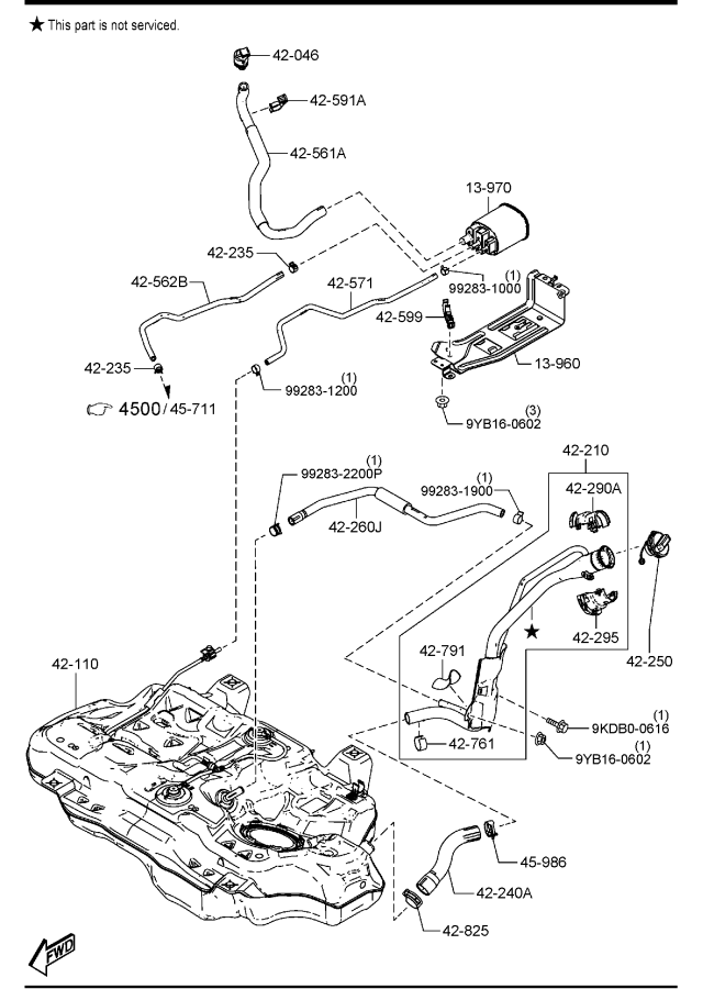 Diagram FUEL TANK (MEXICO)(2WD) for your 2023 Mazda CX-30   