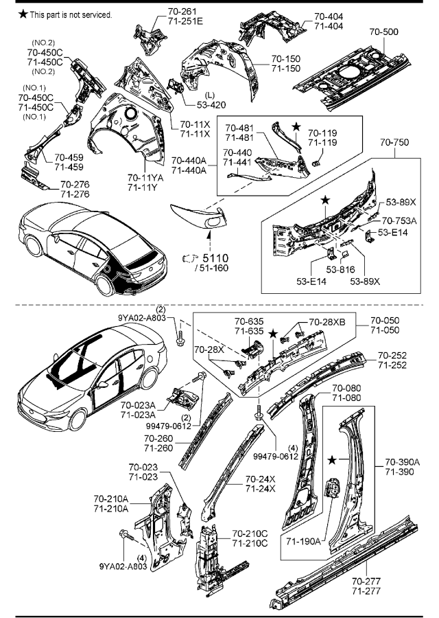 Full size assembly image of SIDE PANELS (4-DOOR) (1/2)