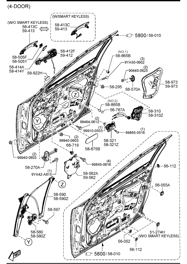 Diagram FRONT DOOR MECHANISMS for your 2018 Mazda CX-9   