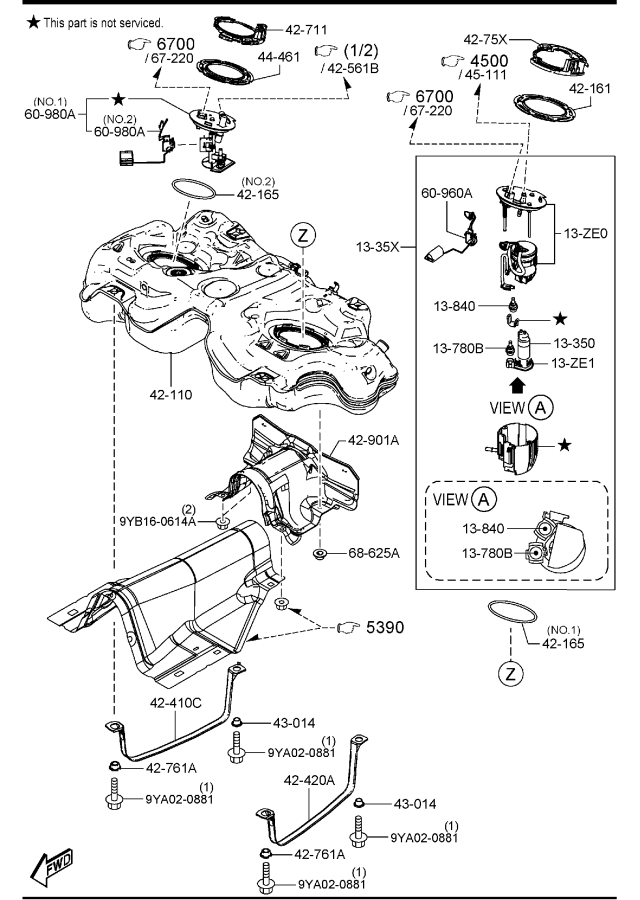 Diagram FUEL TANK (MEXICO)(4WD) for your 2005 Mazda B4000   