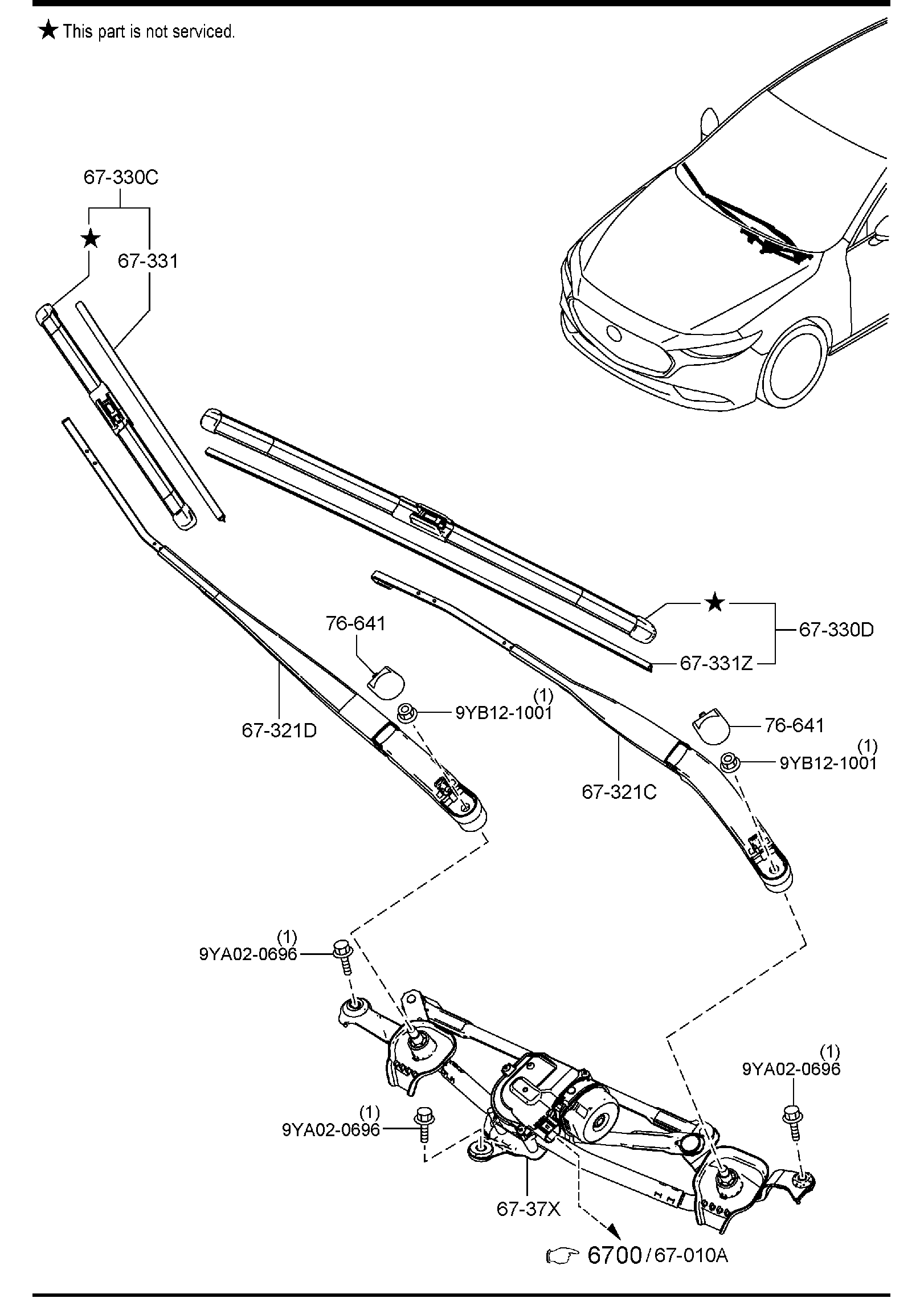 Diagram WINDSHIELD WIPERS for your 2015 Mazda Mazda3 2.0L MT 2WD SEDAN I SV 