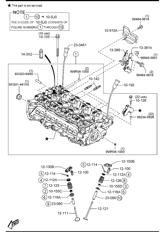 Diagram CYLINDER HEAD & COVER (SKYACTIV-G 2.0 & E-SKYACTIV-G 2.0) for your 2003 Mazda Protege   