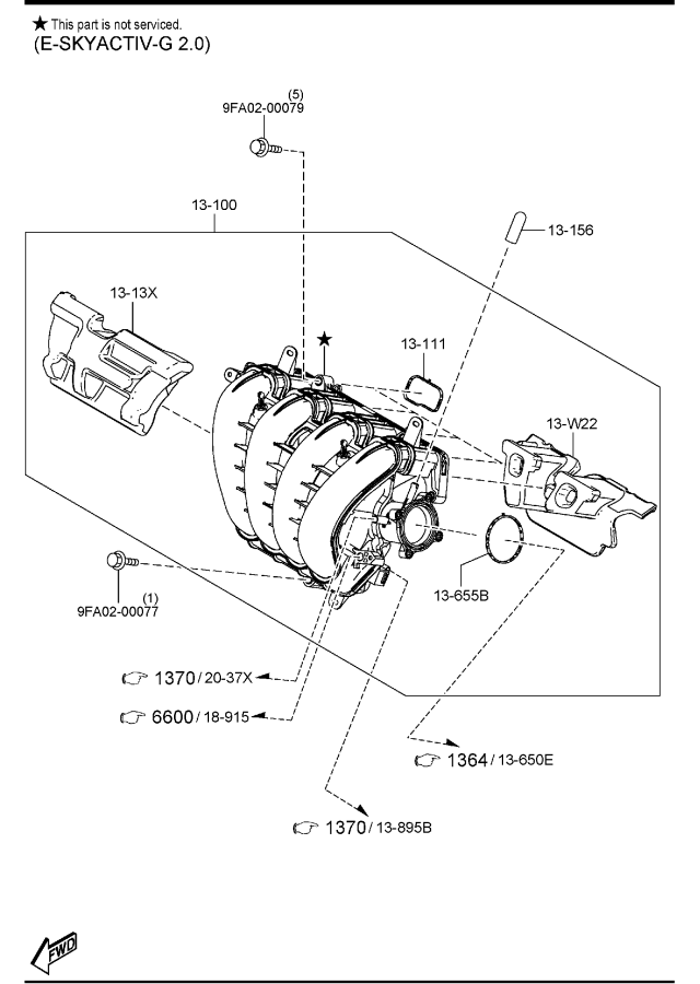 Diagram INLET MANIFOLD (SKYACTIV-G 2.0 & E-SKYACTIV-G 2.0) for your 2005 Mazda B2500   