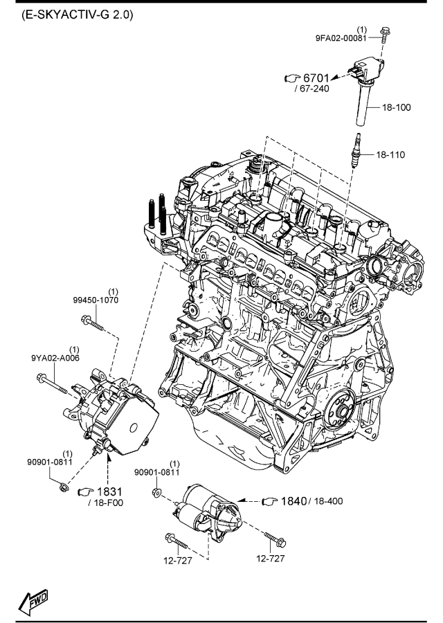 Diagram ENGINE ELECTRICAL SYSTEM (SKYACTIV-G 2.0,E-SKYACTIV-G 2.0 & SKYACTIV-G 2.5>W/O TURBO) for your Mazda