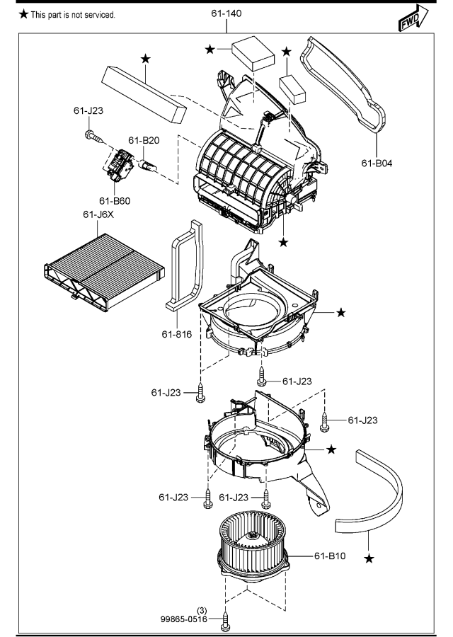 Diagram HEATER BLOWERS for your Mazda