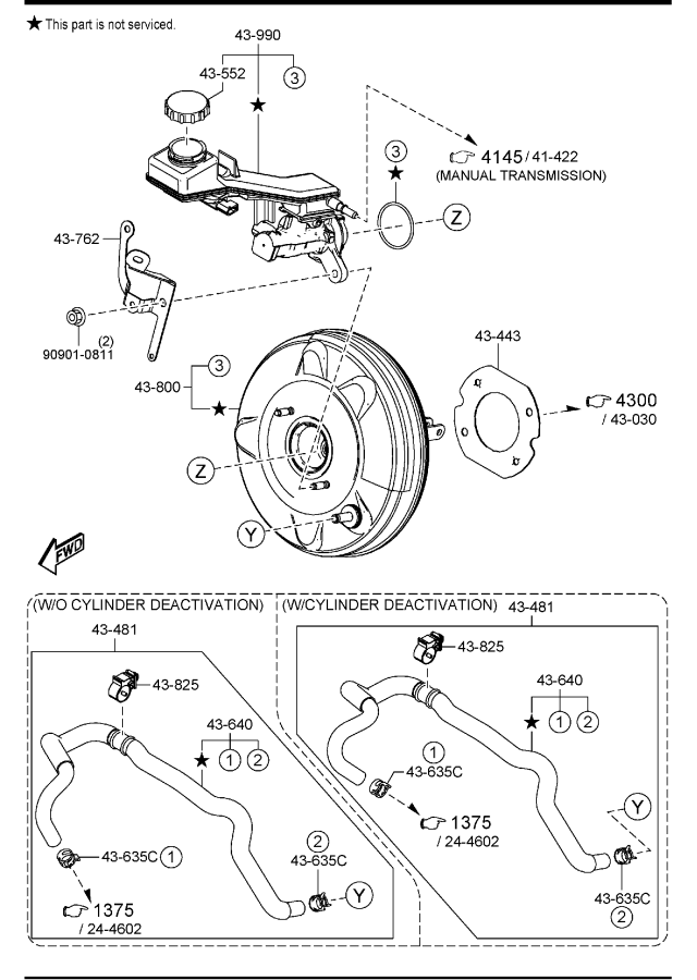 Diagram BRAKE MASTER CYLINDER & POWER BRAKE (W/O MAZDA M HYBRID) for your 2007 Mazda Mazda3  SEDAN ITR 