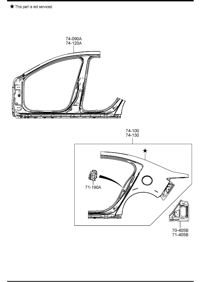 Diagram SIDE PANELS (4-DOOR) for your Mazda
